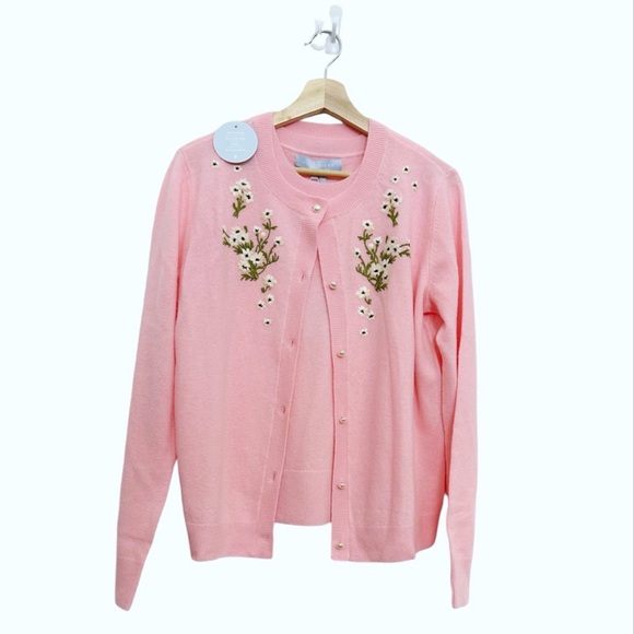NWT Hill House Audrey Wool Floral Embroidery Cardigan & Top- Matching Set Sz M - Picture 10 of 16